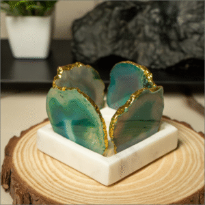 4 Side Agate Tea Light Holder - Green