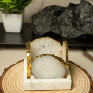 4 Side Agate Tealight Holder - White