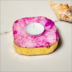 Agate - Tea light Coaster - Pink
